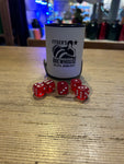 Dice and Cup ( black or tan or white)