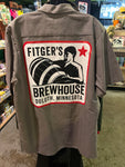Brewers Work shirt with huge Fitgers Kegman  logo on the back