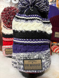 NEW Knit Hat W/Pom multiple colors-purple main color